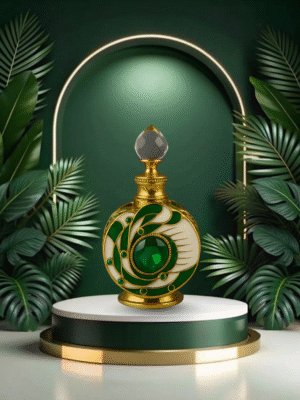 Circle Flower Attar Bottle Green